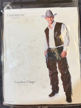 Men's Brown Western Fringe Chaps and Vest Set - Cowboy Costume